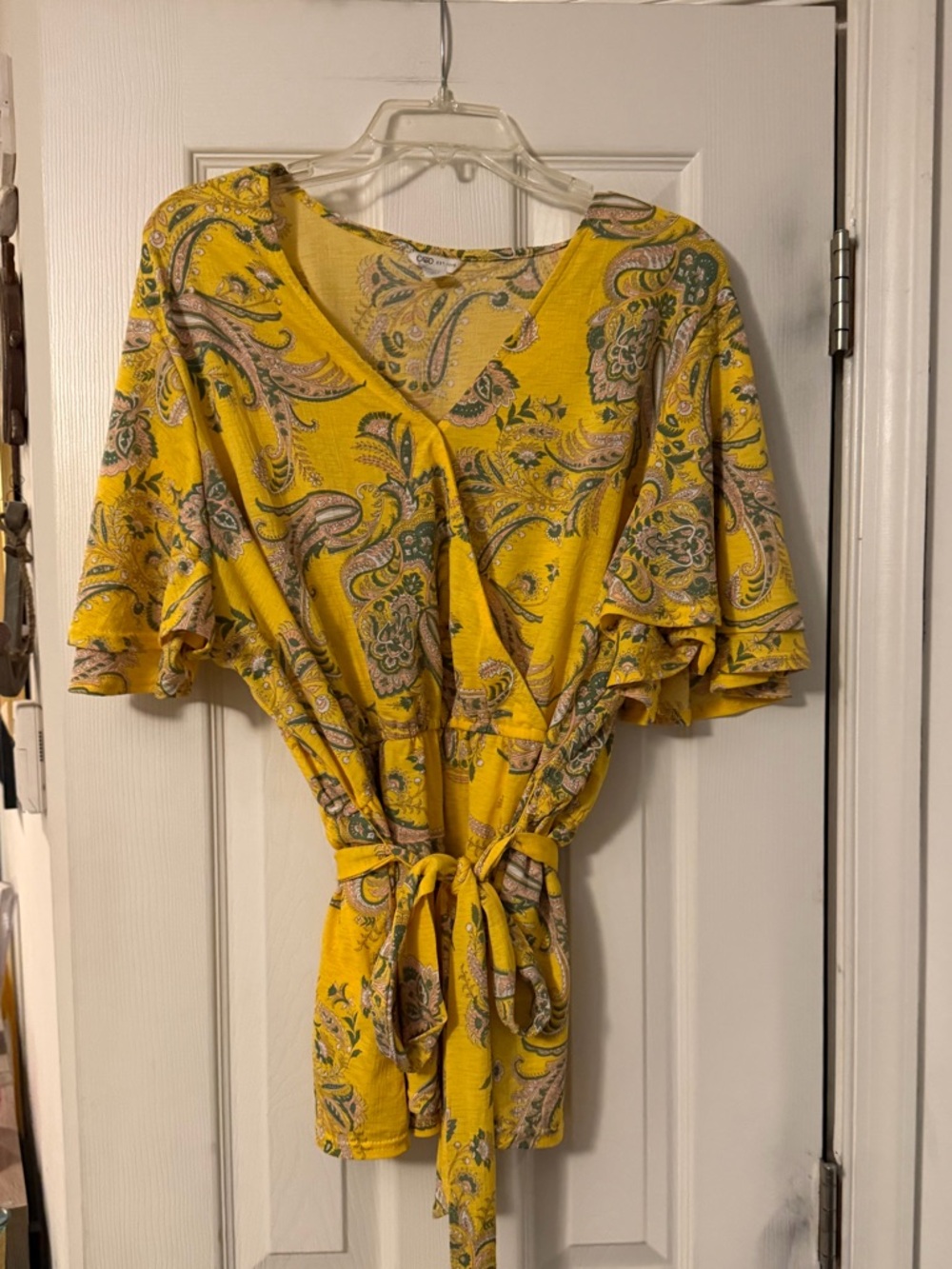 Cato Yellow Paisley Knit Top